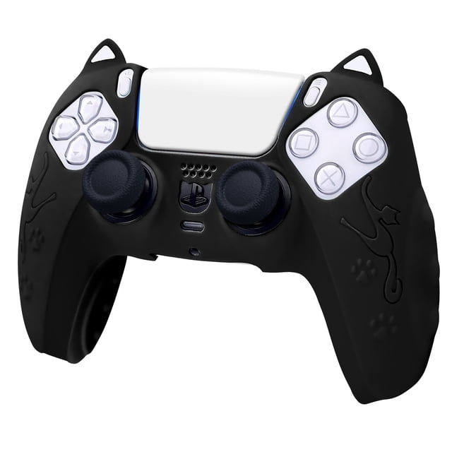 Cute Cartoon Cat PS5 Controller Silicone Case - Anti-Slip Anti-Scratch Shockproof Protective Cover for Sony PlayStation 5 DualSense Wireless Controller