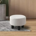 thumbnail image 5 of IVV Upholstered Footstool Ottoman in Beige Linen - 12.5" Small Round Ottoman/Shoe Changing Stool/Sofa Footrest/ for Living Room, 5 of 6
