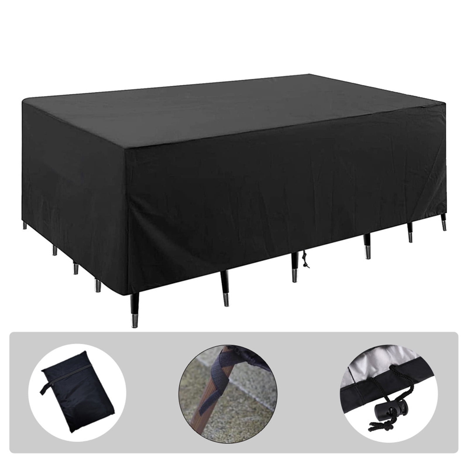 Lunxisen 3 Pcs Outdoor Table And Chair Covers Waterproof Windproof All Weather Protection Patio Furniture Covers For Garden Backyard(L)