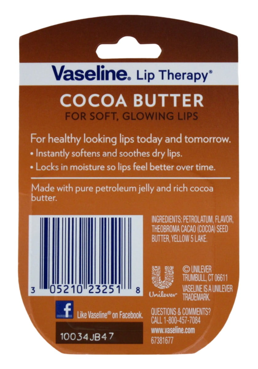 Vaseline Lip Therapy Cocoa Butter 0.25 Ounce Jar (Pack of 8)