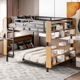 thumbnail image 3 of Harper & Bright Designs Full Over Full Size Metal Bunk Bed, Heavy-Duty Steel Bed Frame with Storage Shelf for Teens, Divided into 2 Separate Beds, Black, 3 of 16