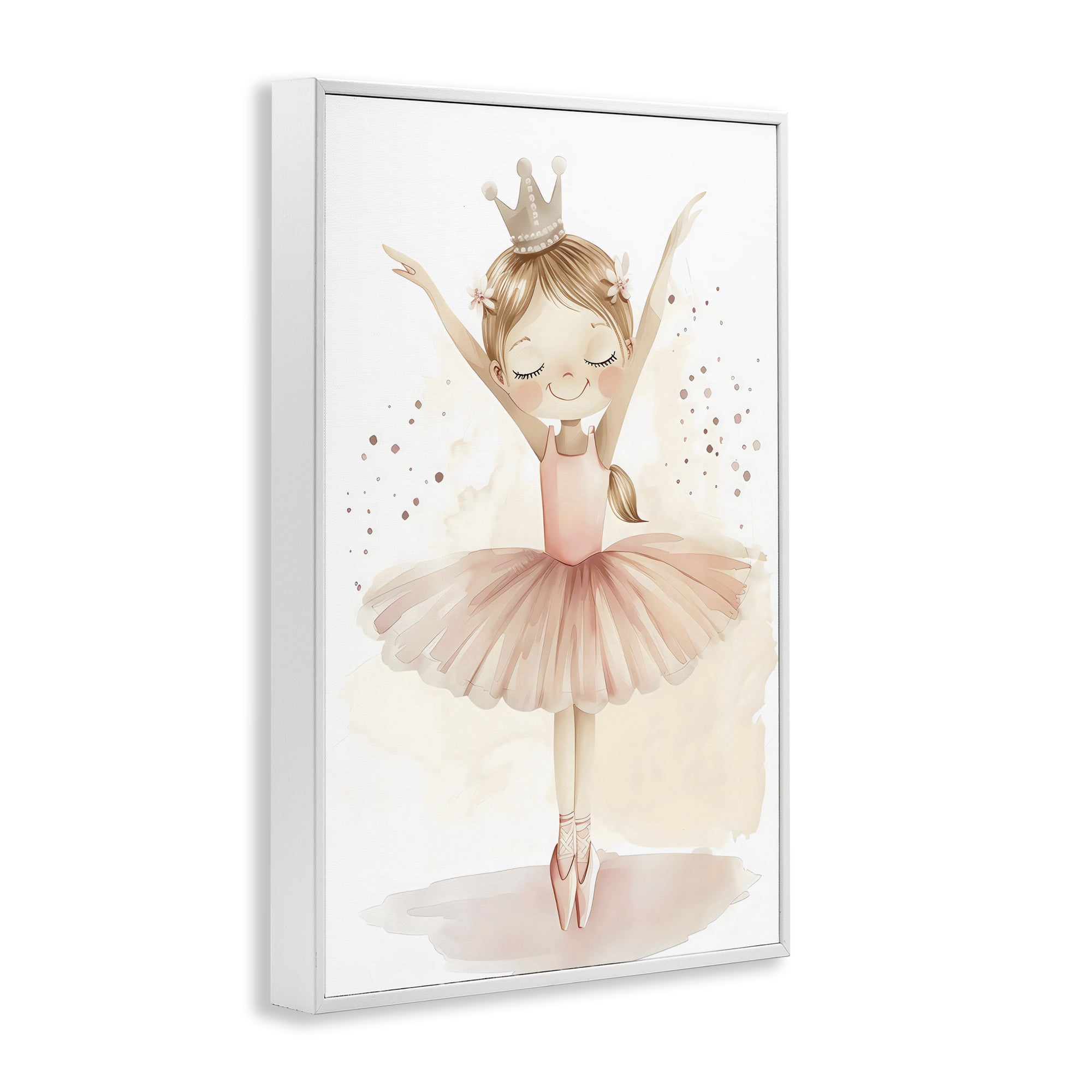 Stupell Industries Crowned Ballerina with Flowers White Framed Giclee Art, design by Creative Studio