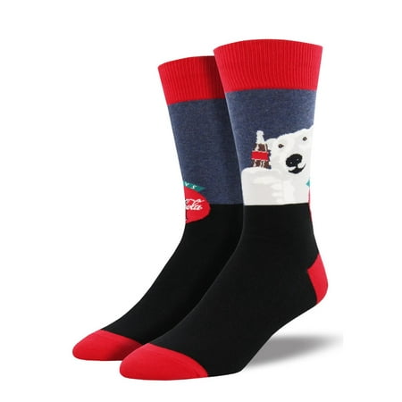 - Coca-Cola Polar Bear Cheers One Size Fits Most Denim Heather Mens Socks