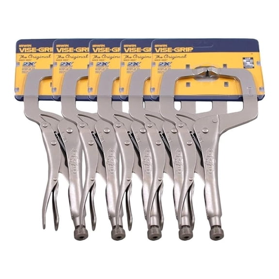 IRWIN Vise Grip 11R 11" C Clamp Locking Regular Tip Easy Release Pliers (5 PACK)