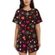 thumbnail image 1 of Balery Geometric Hearts Conjunto de Pijama para Mujer con Estampado, Dos Piezas de Manga Corta y Shorts, Ropa de Dormir Suave con Cuello Redondo y Bolsillos-Small, 1 of 6