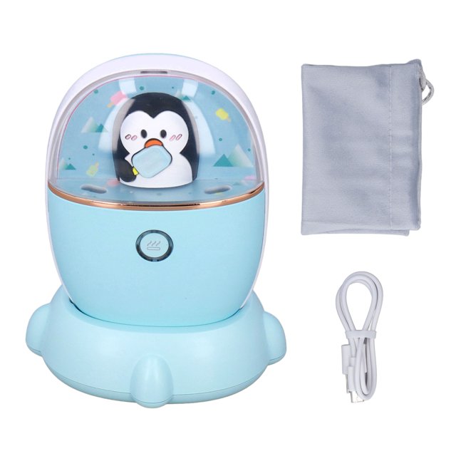 Calentador de manos recargable pequeño USB de carga de doble cara portátil práctico calentador para viajes a casa azul