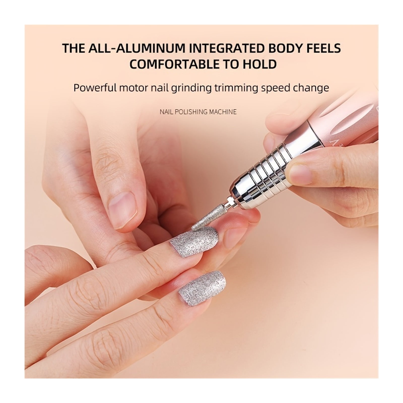 Rechargeable Professional Electric Nail Drill 35000 RPM, 11 Bits & Sanding Bands For Acrylic Gel Nails Manicure & Pedicure Pol, 1 Piece Set ,Low Noise