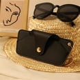 thumbnail image 5 of Anti-pressure Sunglasses Storage Bag Snap Button Glasses Bag with Keychain PU Leather Travel Sunglasses Case Reading Glasses Pouch Protective Cover, 5 of 8