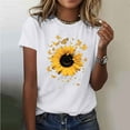thumbnail image 2 of Fartey Women's Flower T Shirts Comfy Cotton Crewneck Short Sleeve Tops Cute Floral Heart Print Graphic Tees Loose Casual Holiday Blouses White XL, 2 of 6