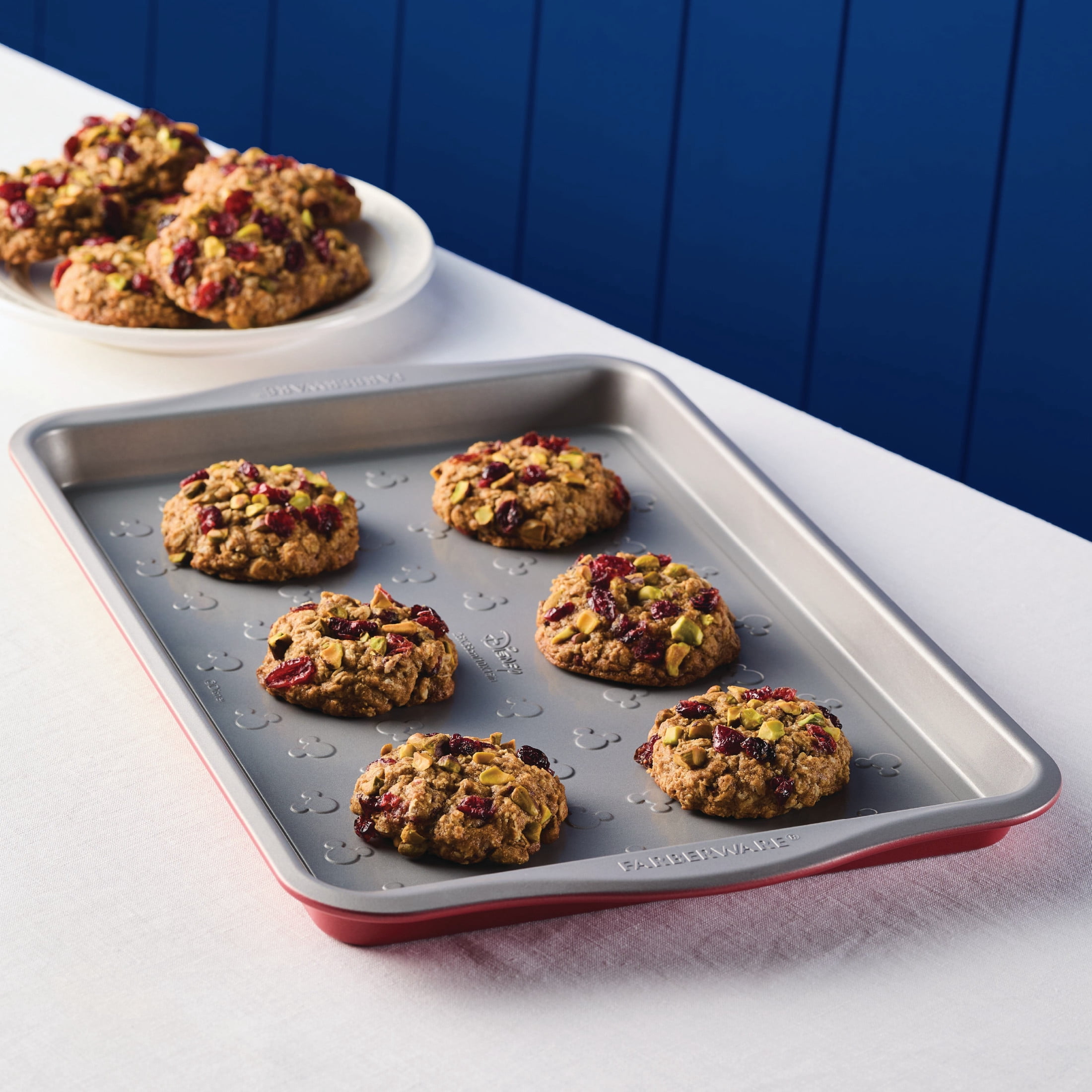 Farberware Disney Bake with Mickey Mouse 10x15 Inch Nonstick Cookie Pan / Baking Pan, Dishwasher Safe and Oven Safe to 450°F, Red