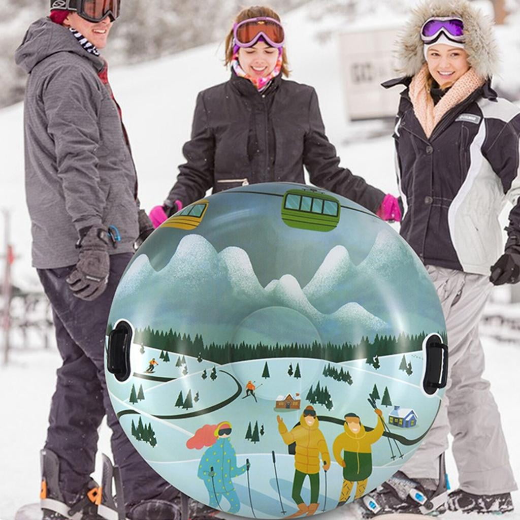 Thickened Snow Sled Inflatable Snow Tube Sled with Handles Winter Snow Sledding Toy for Boys Girls Family Activity