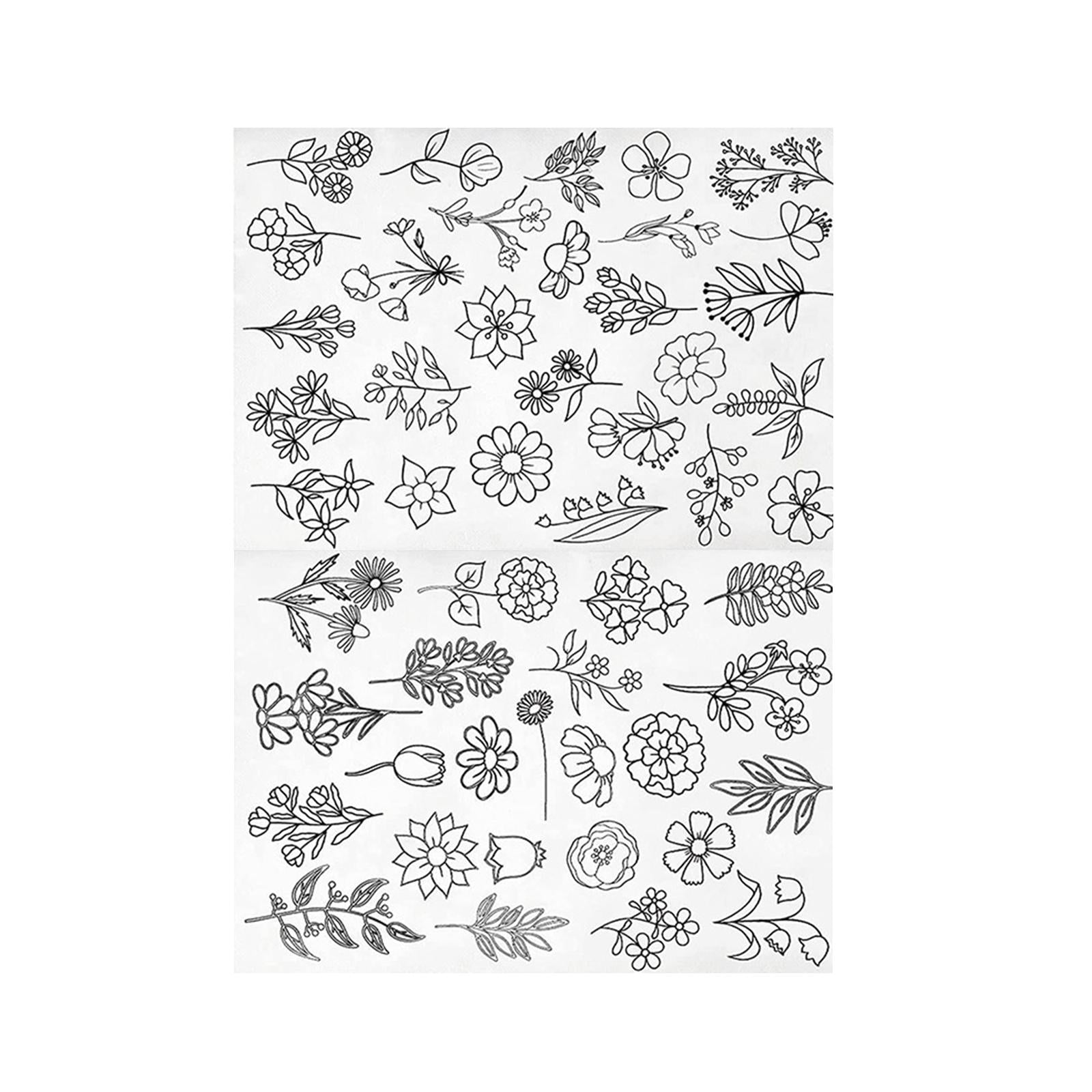  Water Soluble Stabilizer for Embroidery,2 Sheets Flowers and  Plants Theme Stick and Stitch Embroidery Paper Stick and Stitch Embroidery  Designs Embroidery Transfer Patterns Embroidery Patterns