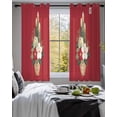 thumbnail image 3 of Cherry Blossoms Sheer Curtains 45 Inch Length 2 Panels Set for Living Room/Bedroom, Japanese Spring Floral Leaves Rustic Red Kitchen Curtains Grommet Semi-Sheer Curtains Window Treatments 42"x45"x2, 3 of 7