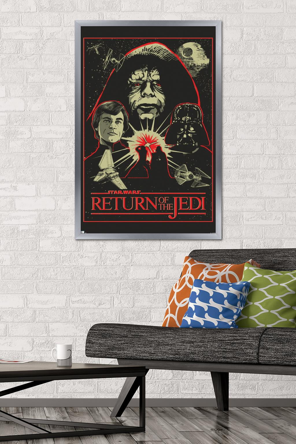 Star Wars: Return of the Jedi - Red Outline Illustration Wall Poster, 22.375" x 34" Framed
