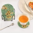 thumbnail image 5 of Haosy Set of 6 Drink Woven Coaster with Holder Heat Resistant Non-Slip Bar Coasters 4 Inches Bee Beehive Sunflower, 5 of 7