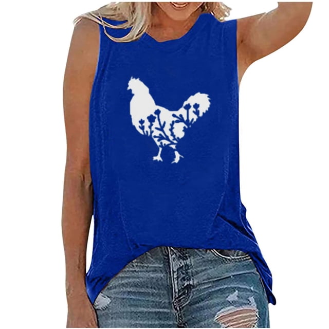 Pompotops Débardeur Poussin pour Femmes, T-Shirt Décontracté de Ferme