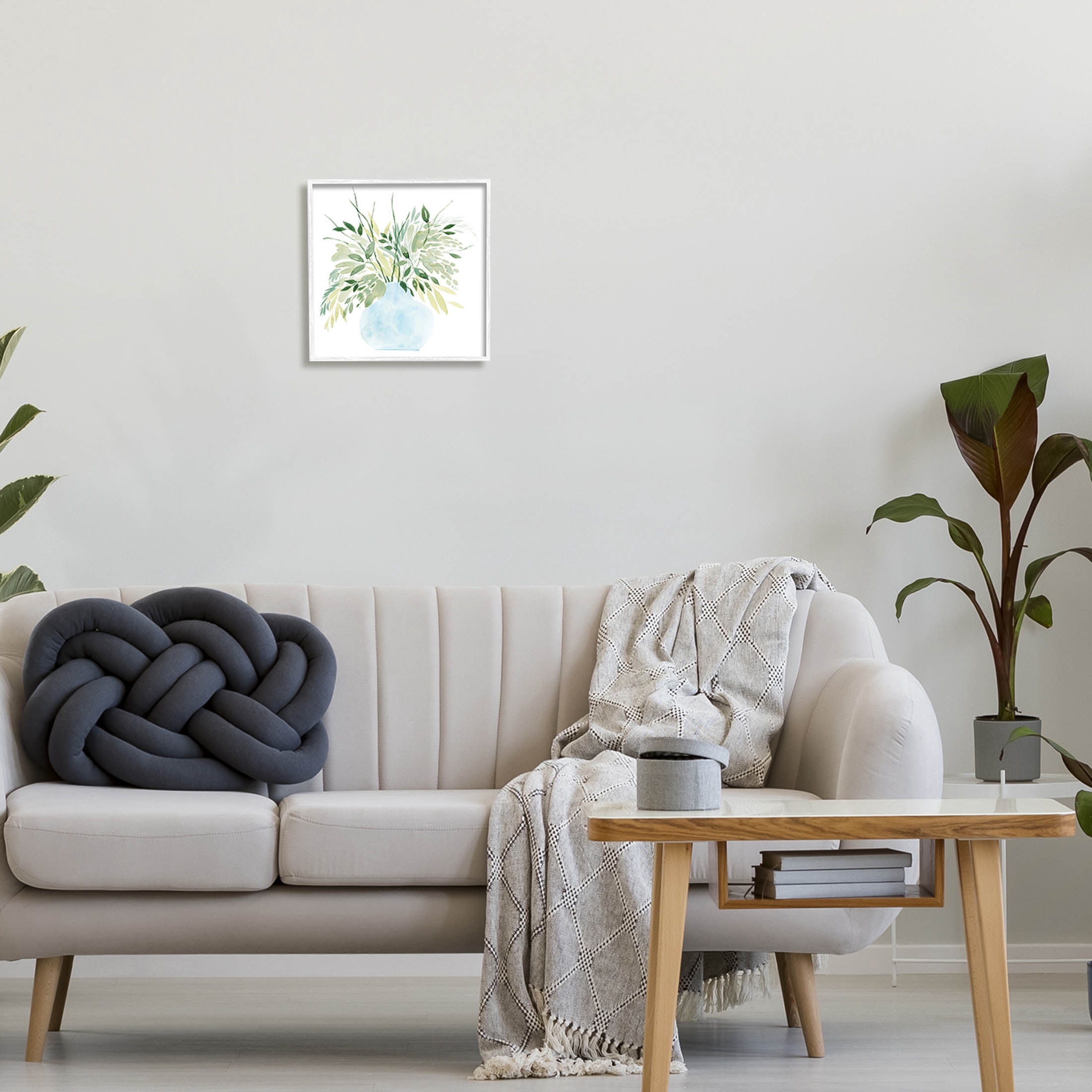 Stupell Industries Layered Watercolor Style Plant Leaves Graphic Art White Framed Art Print Wall Art, Design by Grace Popp