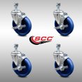 thumbnail image 2 of 5 Inch SS Solid Polyurethane Wheel Swivel ½ Inch Threaded Stem Caster Set Brake, 2 of 2