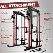 RitFit M1 Smith Machine with Cable Crossover System, Multi-function Squat Rack Power Cage for Home Gym, Power Rack and Packages