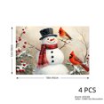 thumbnail image 4 of JOOCAR Snowman and Cardinals Winter Scene Linen Table Mats Set of 4 for Home Kitchen Table Decor 12x18 inch, 4 of 5