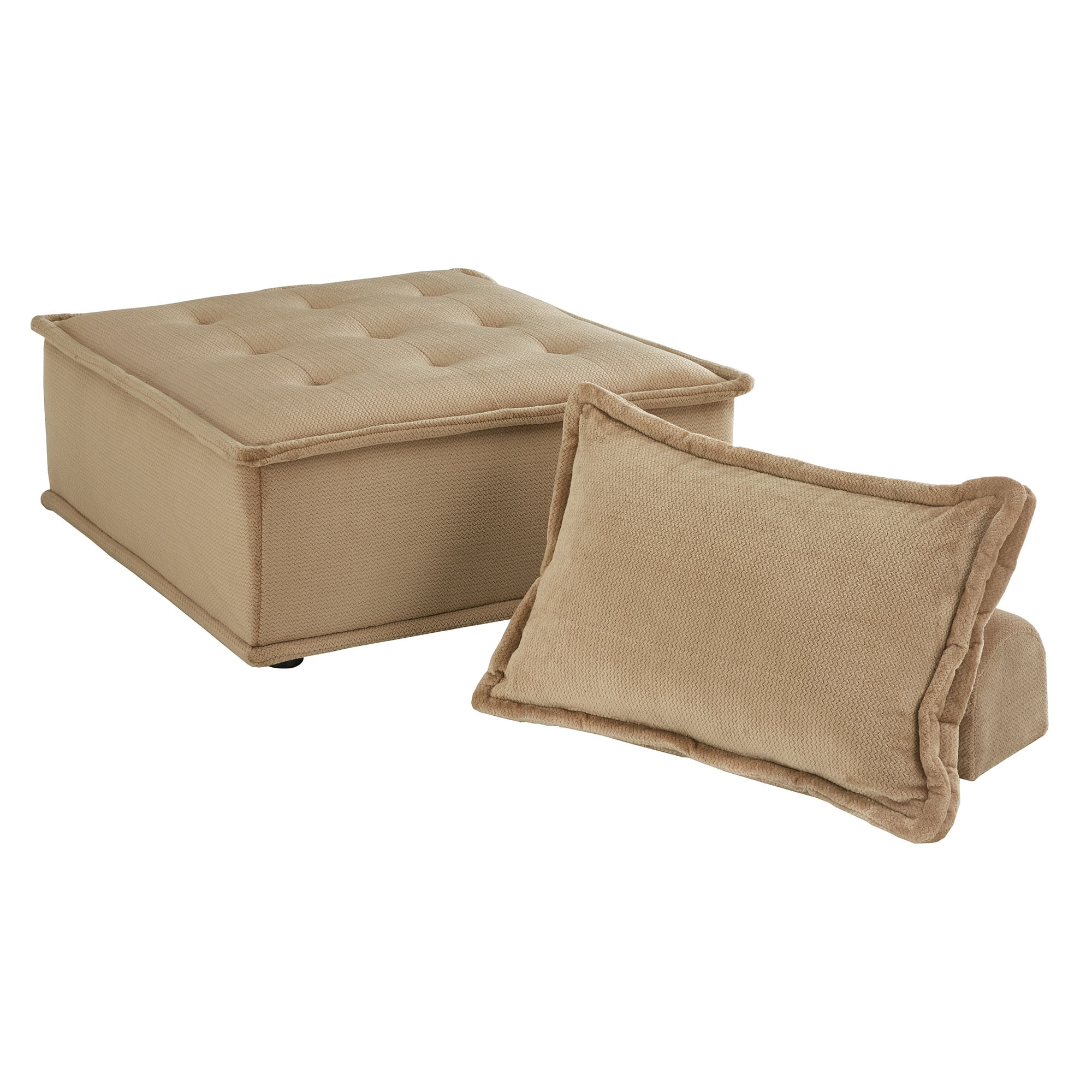 Weston Home Skagway Velvet Tufted Modular Accent Chair with Pillow Back, Taupe