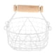 thumbnail image 5 of Cesta de frutas de malla metálica con diseño decorativo y asa de madera para escritorio. Blanco, 5 of 9