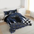 thumbnail image 4 of Feelyou Wildlife Reindeer Moose Bedding Comforter Set, Checkered Buffalo Plaid Twin Comforter Sets, Navy Vintage Farmhouse Reversible Bedding Set, Breathable Home Decor, 2-Piece, 4 of 9