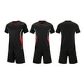 thumbnail image 1 of Conjuntos de blusas y camisas de manga corta con cuello en V. Conjunto de traje de fútbol de color sólido para niños para juegos deportivos universitarios, partidos de rendimiento, uniformes de entren, 1 of 5