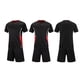 thumbnail image 1 of Conjuntos de blusas y camisas de manga corta con cuello en V. Conjunto de traje de fútbol de color sólido para niños para juegos deportivos universitarios, partidos de rendimiento, uniformes de entren, 1 of 5