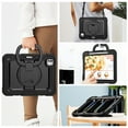 thumbnail image 6 of Case for iPad Pro 11 inch M4 2024/ M5 2025, 360 Rotating Stand Handle Pencil Holder Shoulder Strap Heavy Duty Shockproof Cover, Black, 6 of 7
