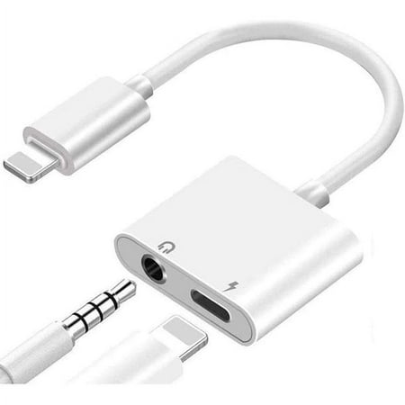 Lightning to 3.5mm Headphone Adapter for iPhone, 2 in 1 Headphone Audio Splitter, Adapter AUX Connector Charger Cable Replacement for iPhone 13/12/SE/XR/XS/X/8/8Plus/7/7 Plus