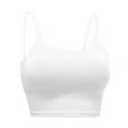 thumbnail image 5 of Gymayou Women Thin Strap Sports Bra Crop Cami Tank Tops Padded Support Scoop Neck Yoga Bralette Workout Vest for Gym Running Daily White S, 5 of 5