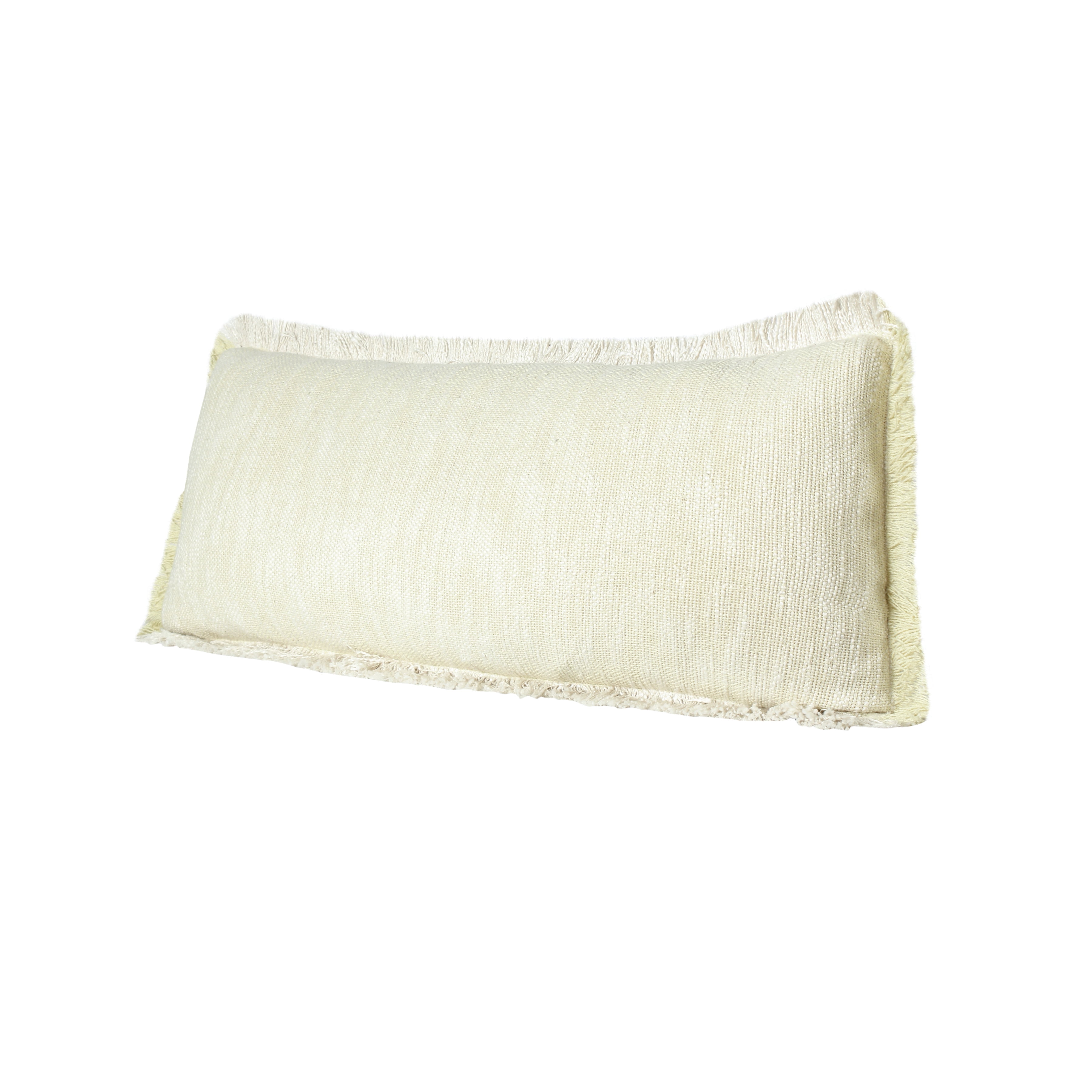 Ox Bay Bennett 14" x 36" Fringed Light Yellow Cotton Adult Decorative Throw Pillow