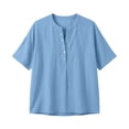 thumbnail image 6 of GUACER Tops for Women Button Down Short Sleeve Henley Shirt, Summer Loose Fit Casual Blouse, 6 of 6