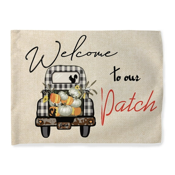 ThisWear Fall Decorations Welcome to Our Patch Flag Fall Season Decor Rustic Horizontal House Flag