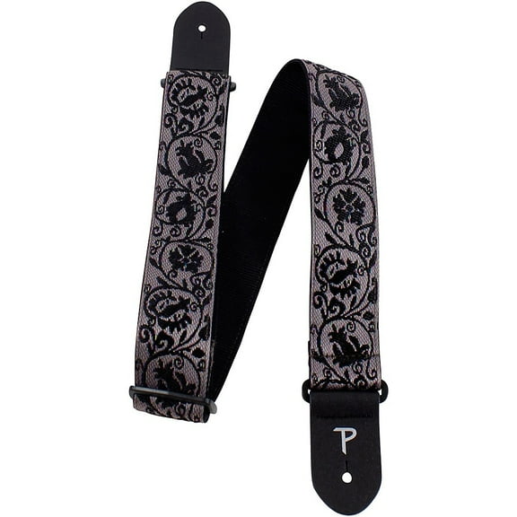 Perri's Black Lace Floral Jacquard Guitar Strap 2 in.