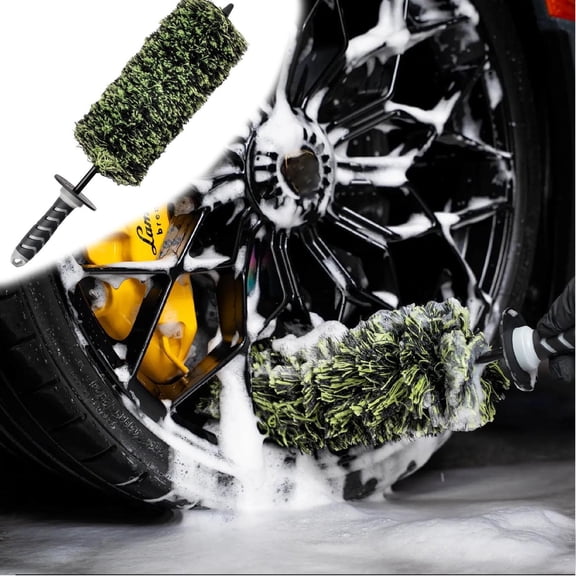Wheel Barrel Cleaning Brush, Soft Microfiber Wheel Detailing Brush for Deep Rim and Brake Dust Removal, No-Scratch Car Wash Tool for Tight Spaces Behind Spokes and Calipers