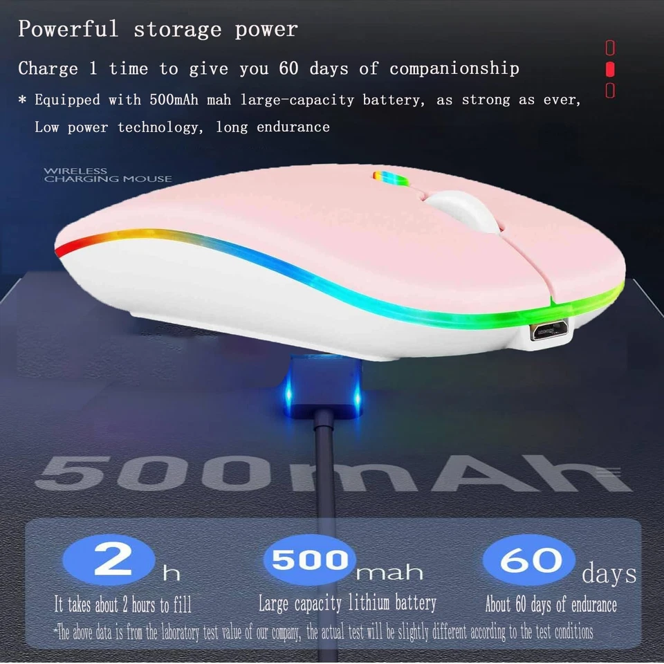 CRESTIN- Wireless Bluetooth Mouse,Led Dual Mode Rechargeable Silent Slim Laptop Mouse,...