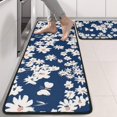 thumbnail image 2 of Kitchen Rugs Sets Of 2,Dark Blue Daisy Flower Pattern Anti Fatigue Kitchen Mat Rugs Non Slip Washable,Decorative Kitchen Floor Mats for Kitchen,Sink,Laundry,17"x47"+17"x47", 2 of 5