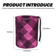 thumbnail image 4 of Round Car Trash Can 7×5.9in Waterproof, Durable, Not Easy To Fade, Easy To Install And Disassemble To Prevent Interior Pollution Argyle Plaid Magenta_2, 4 of 7
