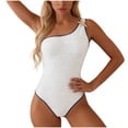 thumbnail image 2 of Mifsaly Womens One Shoulder One Piece Swimsuit Tummy Control Scalloped Trim Starfish Detail Monokini Textured Bathing Suit Elegant Slim Fit Beach Pool Party Swimwear M, 2 of 5