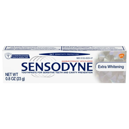Sensodyne Travel Size Sensitivity Toothpaste, Extra Whitening for Sensitive Teeth, 0.8 ounce