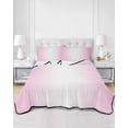 thumbnail image 3 of Pink Ombre Summer Quilt Set Twin XL Size,Soft Microfiber Quilted Bedding Set with 2 Pillow Shams,Pink White Gradient Modern Abstract Art Lightweight All Season Bedspread Coverlet for Bedroom 68"x98", 3 of 6