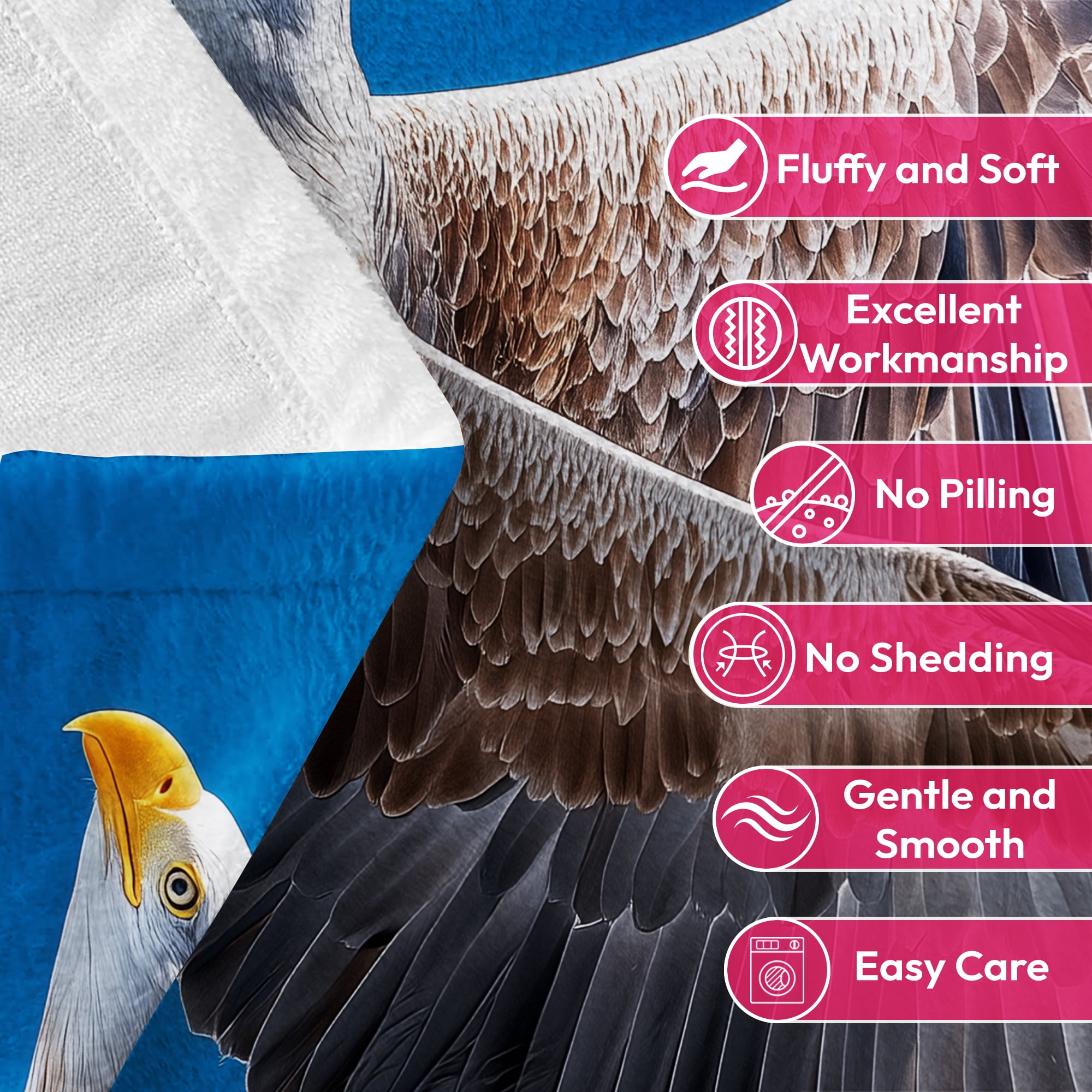 Flannel Fleece Throw Blanket, Soft Large Throw Blanket, Lightweight Cozy Plush Throw Blanket Fit Sofa Bed, 30"x40", Eagle