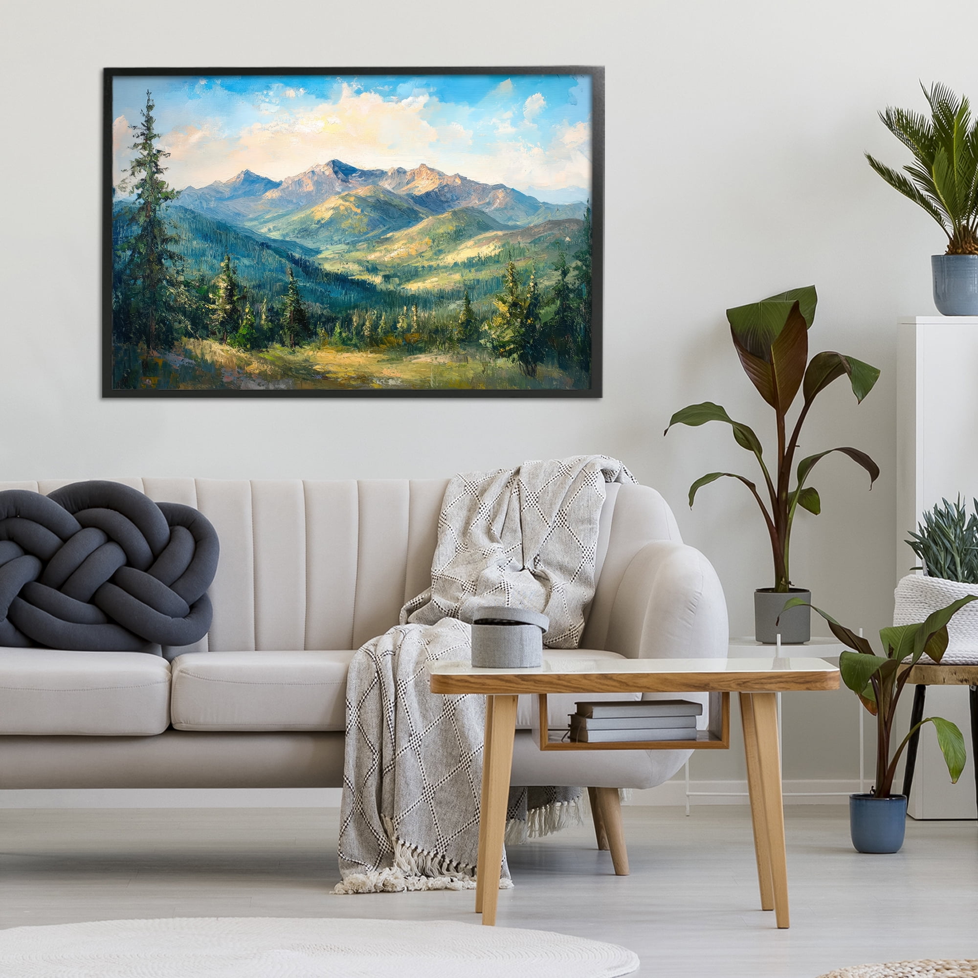 Stupell Industries Valley In The Mountains Black Framed Giclee Art, design by Petal Prints Design