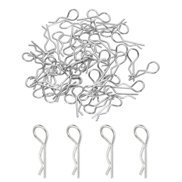 Uxcell 50pcs 30-Degree Angle RC Body Clips Bent Springy Pins for Model Car Truck Silver