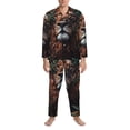 thumbnail image 3 of Susaid Lion Forest Crown Print Men's Long Sleeve Pajama Set, Two-Piece Button-Down Loungewear PJs Set, Comfortable Sleepwear for Relaxation-XX-Large, 3 of 7