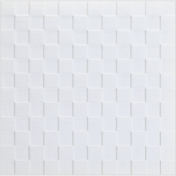 Dundee Deco Peel and Stick 3D Self Adhesive Foam Wallpaper - off White Cubes, 2.3 ft x 2.3 ft Each, 10-Pack