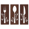 thumbnail image 1 of 1 Set Wooden Fork Spoon Cutter Sign Wall Decor Cutout Wall Decor for Home Dining Room Restaurant, 1 of 6