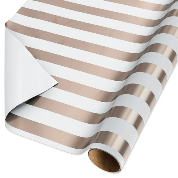 American Greetings 30 in. Wedding or Engagement Foil Wrapping Paper, Stripes (1-Roll, 15 Sq. ft.)